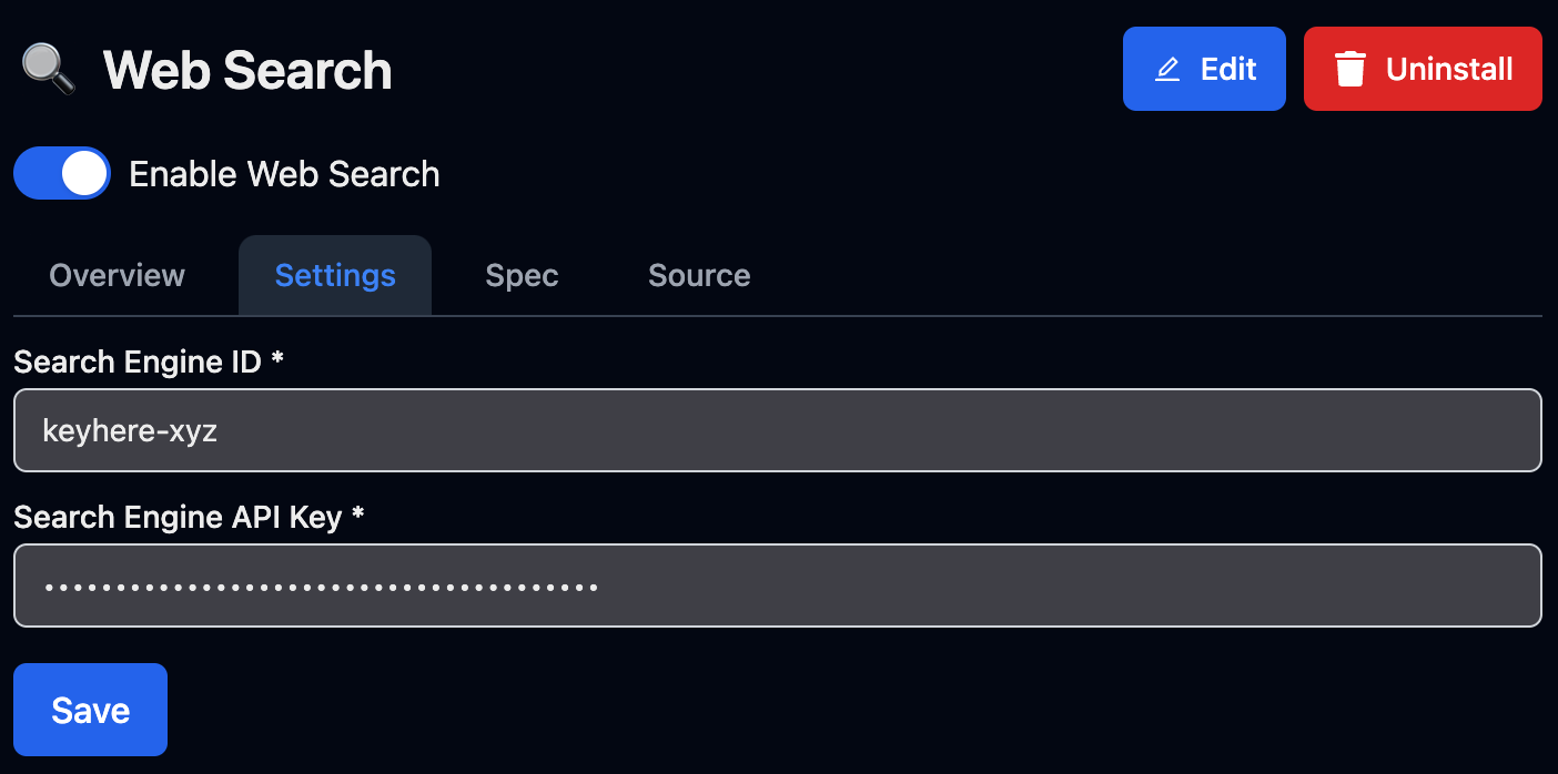 Add Google search API key in TypingMind